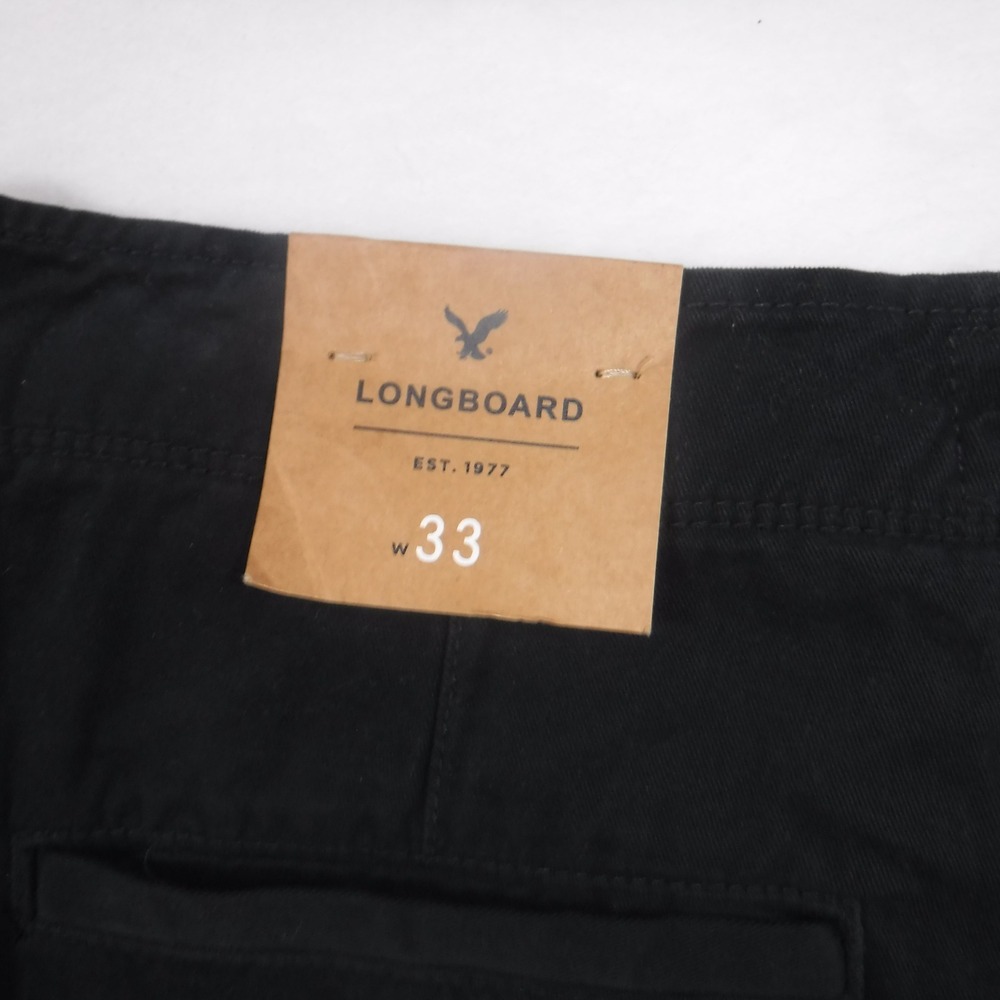 American Eagle Outfitters Longboard Shorts‎ Mens 33 Black Cotton Chino Logo NWT - Picture 4 of 8